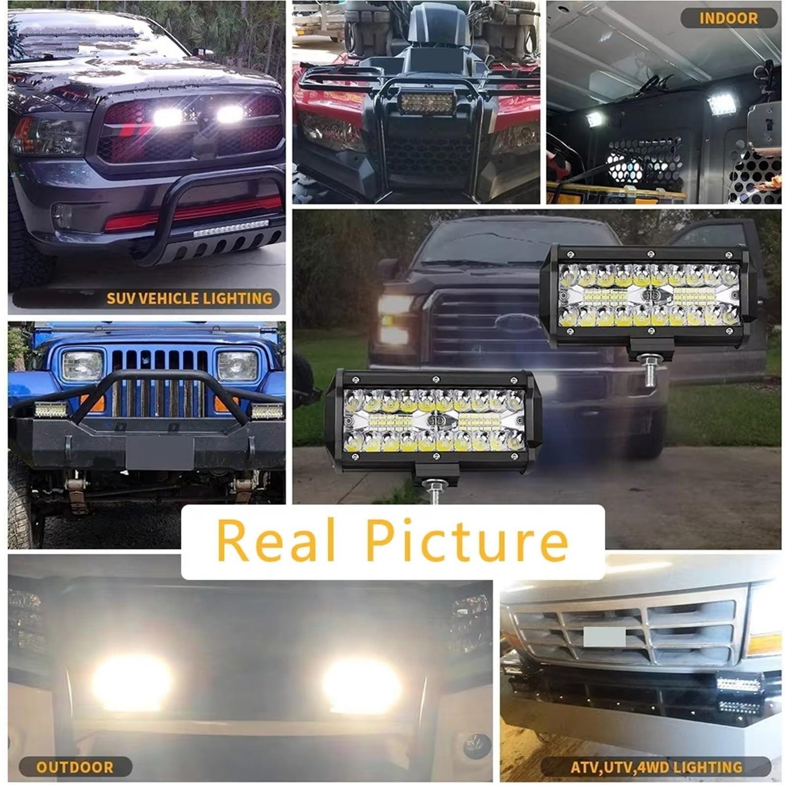 Faros Faro Barra Luces LED Para Coche Focos 4x4 Todoterreno Lámpara Antiniebla Faro Diodo 12V Y 24V Camión Tractor Granja Barco SUV ATV Barra Luz/luz Trabajo(120W 4 Piece)