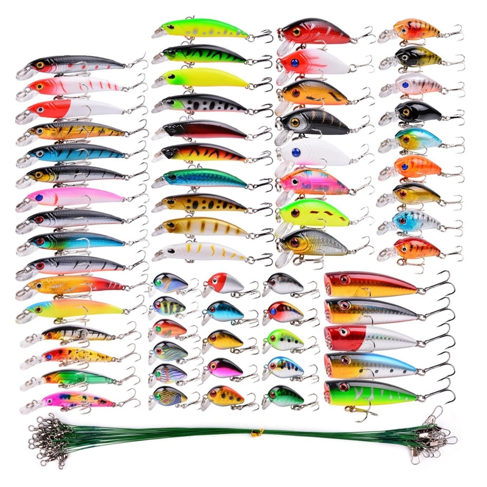 XILILHC 64 Sztuk Mieszane Zestaw Przynęt Wędkarskich Sztuczna Przynęta Wędkarska Zestaw Woblery Minnow Crankbait Wędkarstwo Wędkarstwo Twarda Przynęta 3D Oczy