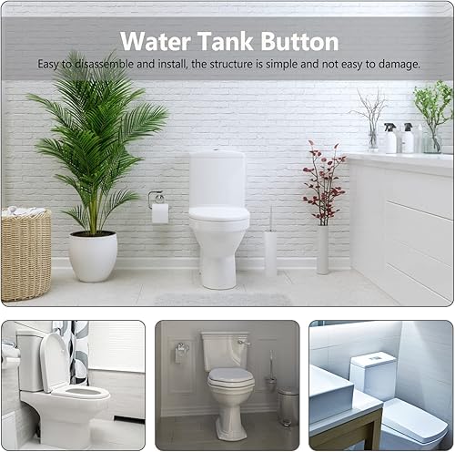 Miniatura 4 de DOITOOL Manija de inodoro, 2 piezas, mango de botón de plástico, tapa de repuesto para tanque de válvula, tapas ajustables para el hogar, cubierta