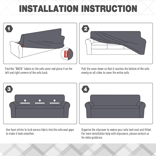 Miniatura 6 de Funda elástica para sofá de 1 pieza, funda para sofá de 3 cojines, antideslizante, universal, lavable, protector de muebles de jacquard suave con 2