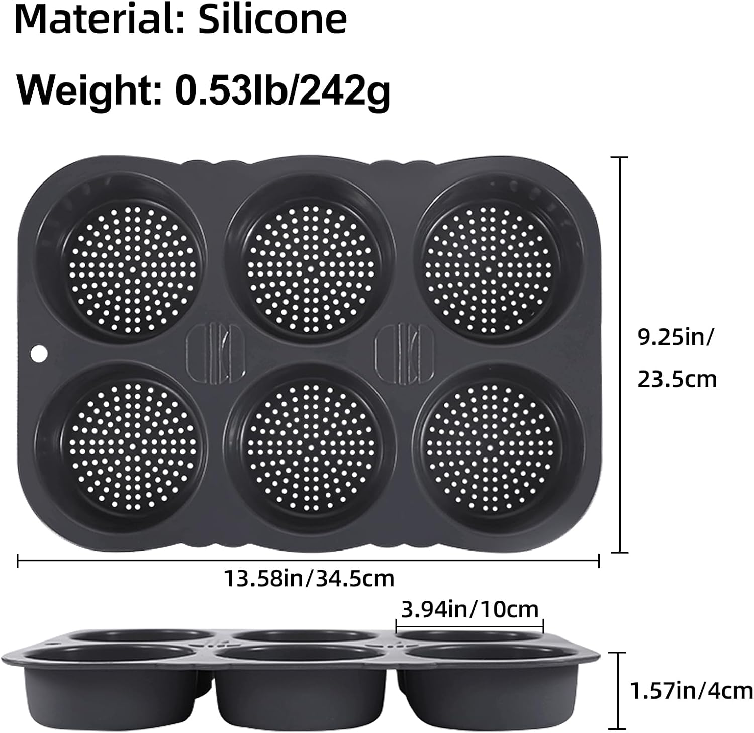 Silicone Hamburger Bun Pan, Nonstick Bread Pan Baking Pan, 6-cavity
