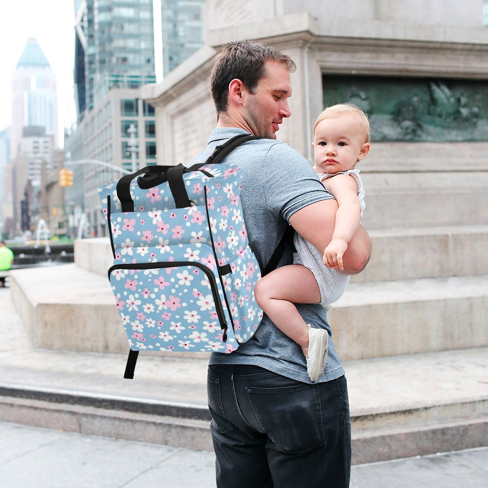 Borsa per pannolini zaino per mamme papà fiori