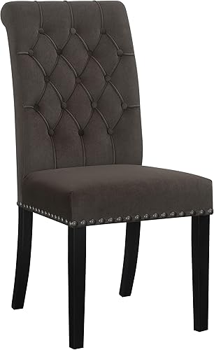 Miniatura 4 de Coaster Home Furnishings - Alana - Silla auxiliar tapizada de terciopelo - Estilo transitorio, Sillas de comedor con botones con ribete de clavos,