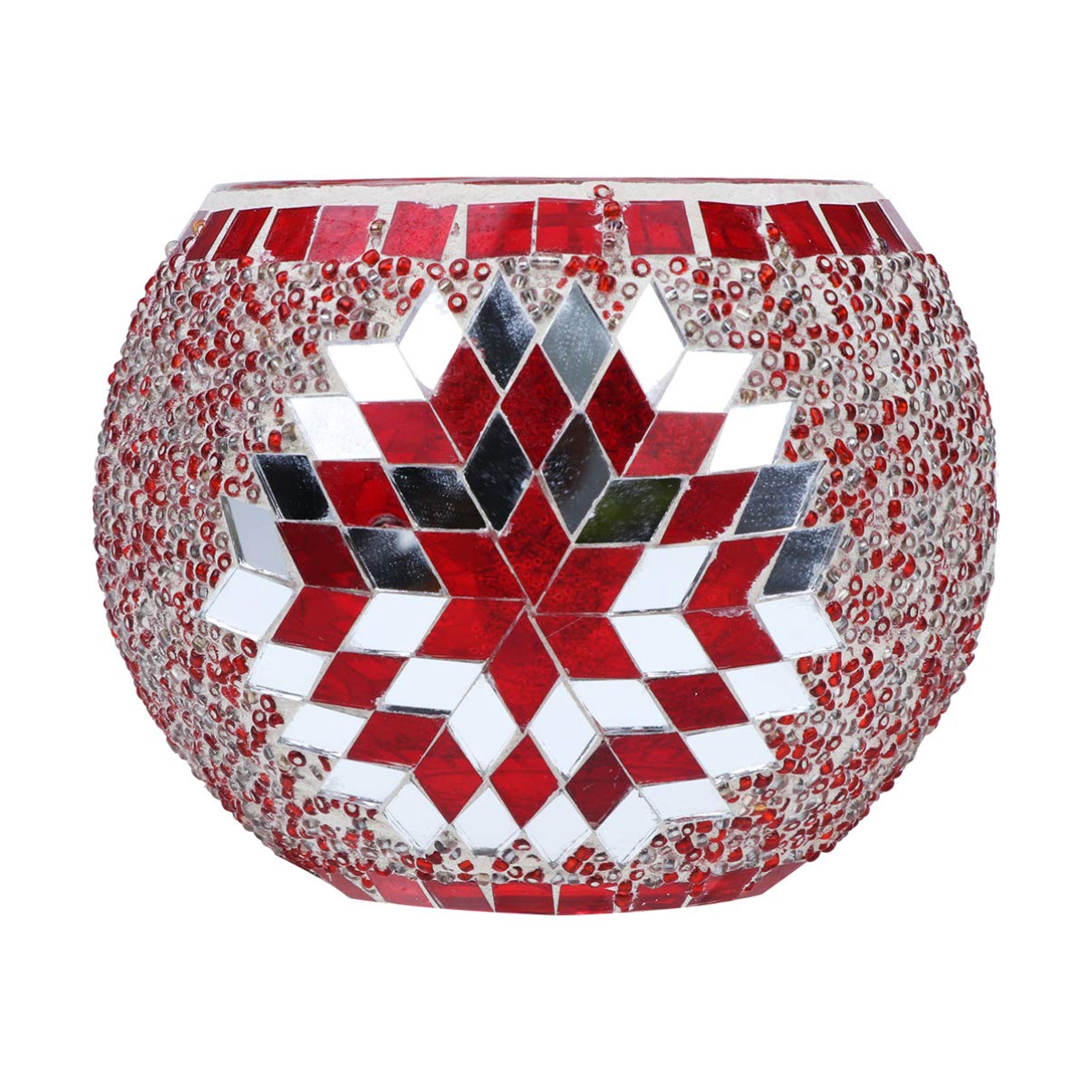 Uonlytech Glass Candle Holder Handmade Romantic Glass Tealight Holder Candlestick for Home Restaurant Decoration without Candle (Red)