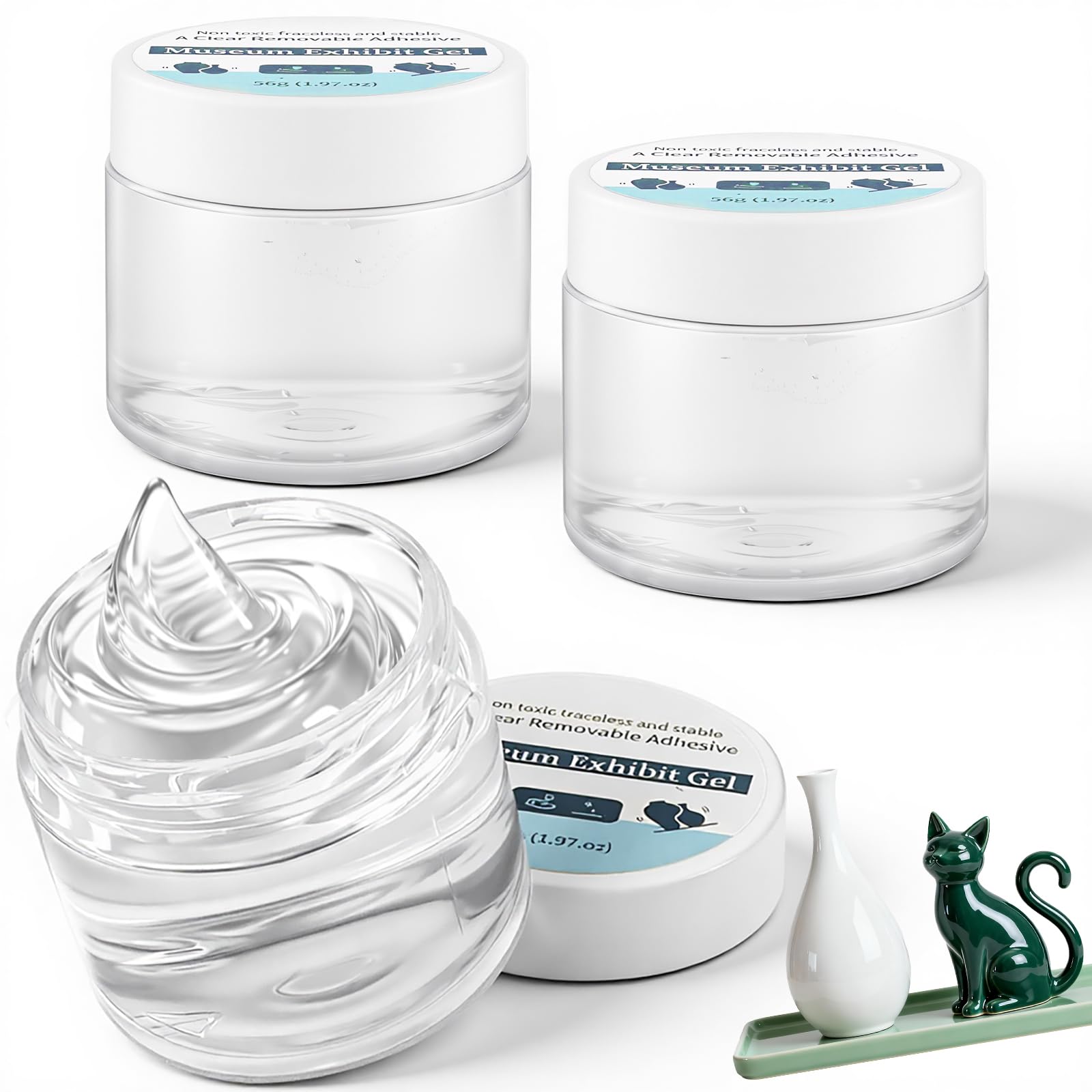 NUTKIT 3*56g Exhibit Gel for Museum,Clear Museum Gel, Residue-Free&Reusable