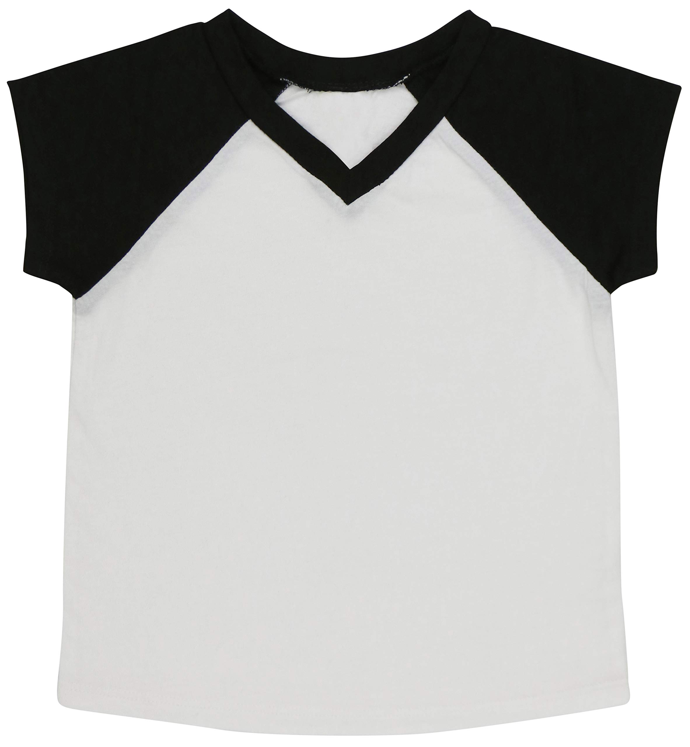 ToBeInStyle Kids Boys Girls Cotton Jersey Contrast Raglan V-Neck Tee T-Shirts
