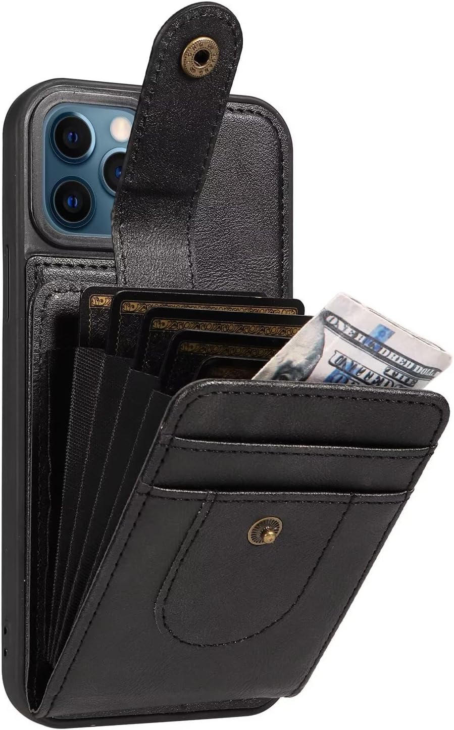 Caseurban Compatible with Magsafe 2 in 1 Detachable Wallet Case for iPhone 12/12 Pro with Card Holder, Magnetic PU Leather RFID Blocking Kickstand Card Slots Case Shockproof Protective Phone Cover