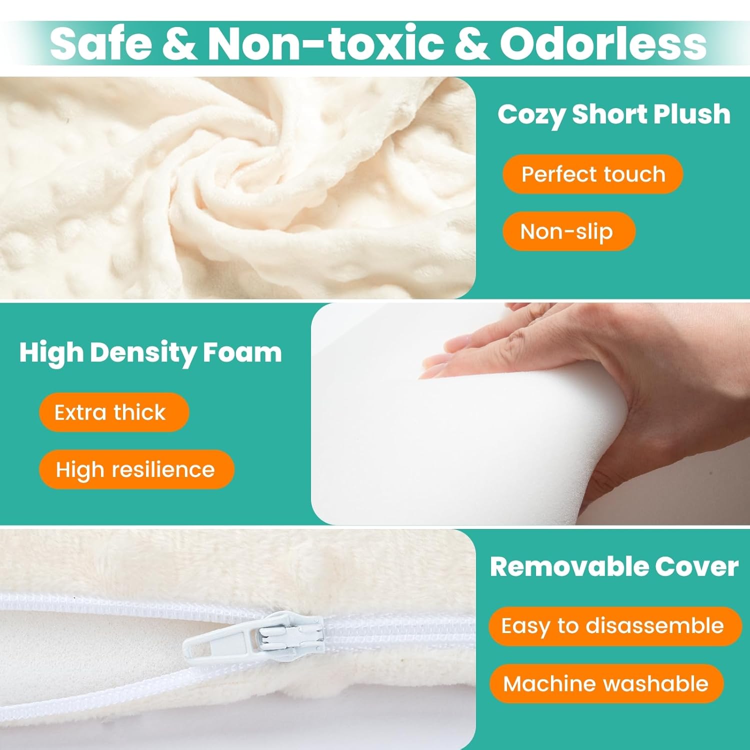 Baby Tummy Time Prop for Neck and Shoulder Strength Growth, Memory Foam Nursery Support for Infant Baby Washable Removable Cover - Image 4