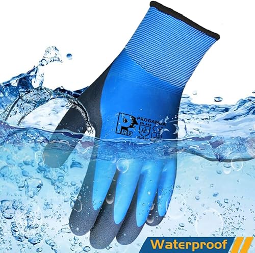 Miniatura 4 de Guantes de trabajo impermeables con doble revestimiento de látex, agarre superior para jardinería, pesca al aire libre, limpieza de automóviles,