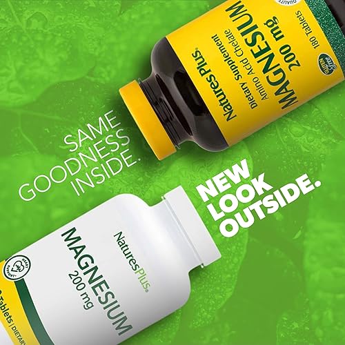 Miniatura 2 de NaturesPlus Magnesio - 200 mg, 180 Tabletas - Vegetariano, Sin Gluten - 180 Porciones