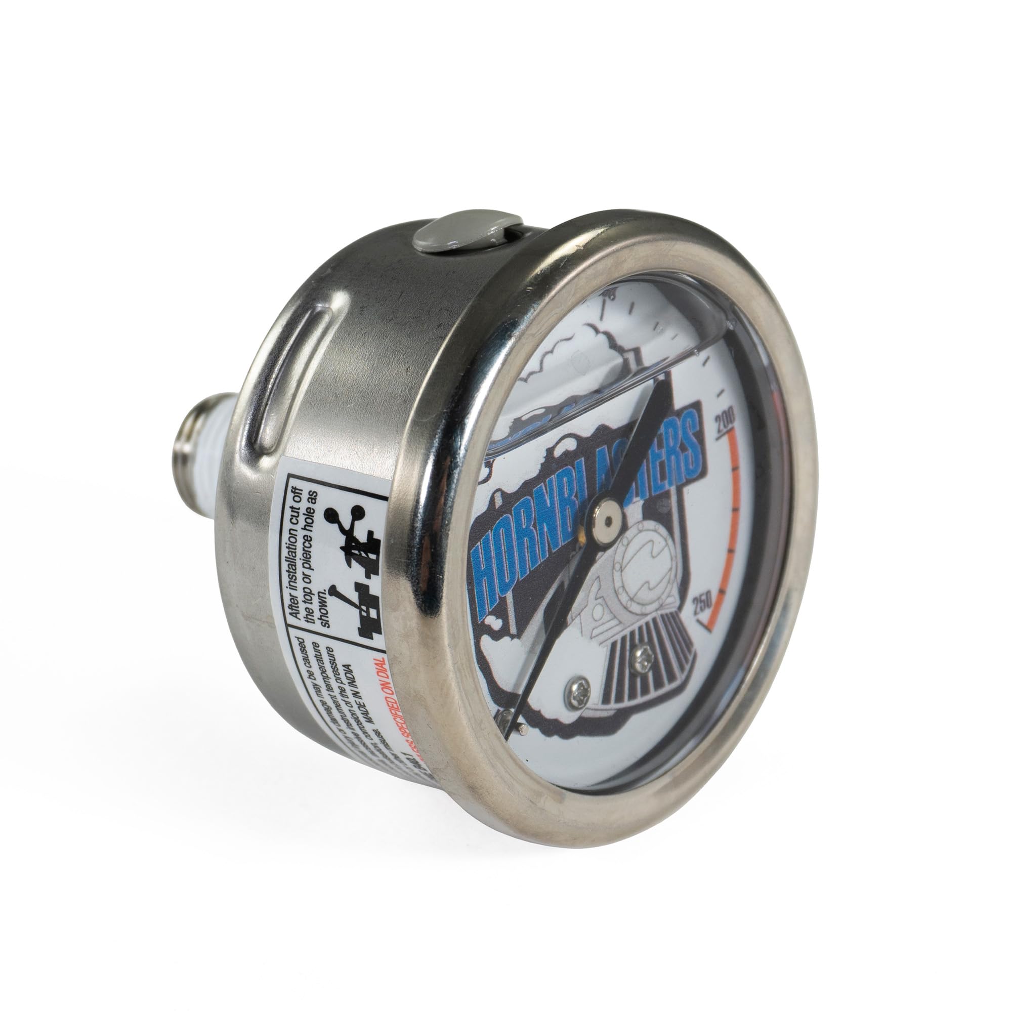 HornBlasters 250 PSI 2 Inch Stainless Steel Liquid-Filled Air Pressure Gauge