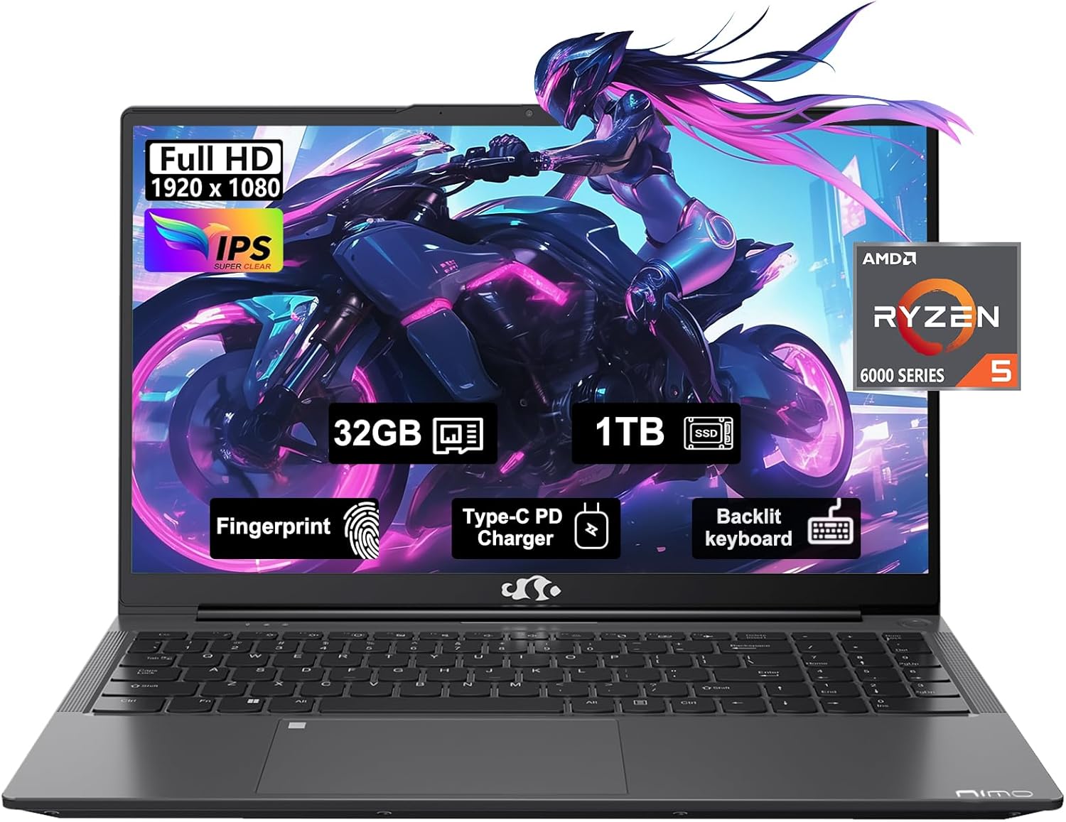 NIMO 15.6″ FHD IPS Business Gaming Laptop, 6-Cores AMD Ryzen 5 6600H, 32GB DDR5 RAM 1TB SSD(Beat i5-12450H, Up to 4.5GHz), 100W Type-C, 6-Cores 660M GPU, Fingerprint, Backlit Keyboard, Win 11 NIMO 15.6″ FHD IPS Business Gaming Laptop, 6-Cores AMD Ryzen 5 6600H, 32GB DDR5 RAM 1TB SSD(Beat i5-12450H, Up to 4.5GHz), 100W Type-C, 6-Cores 660M GPU, Fingerprint, Backlit Keyboard, Win 11