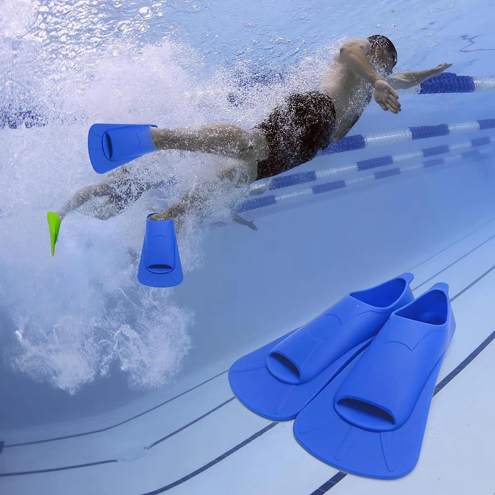 Aletas de Pato Buceadora Aletas de natación Silicona Cortas Refuerzo Snorkel para Bucear y Nadar