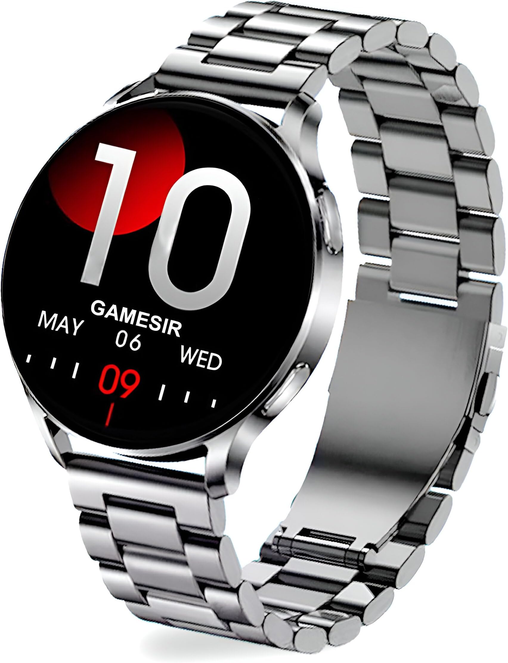 GameSir Evo Vista Premium Smartwatch 1.39" Round Display with Stainless Metal Strep, Bluetooth Calling & Health Monitoring, Multi Sports Modes, Voice Assistant, Waterproof for Men’s & Women’s(Silver)