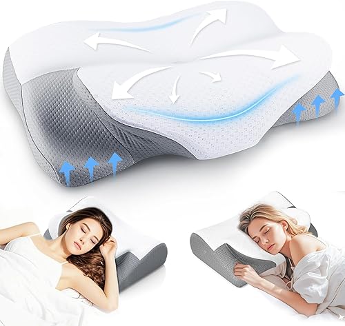 Almohada cervical para cuello y hombro, almohadas ajustables para dormir de lado para adultos, almohada ergonómica de apoyo para el cuello,