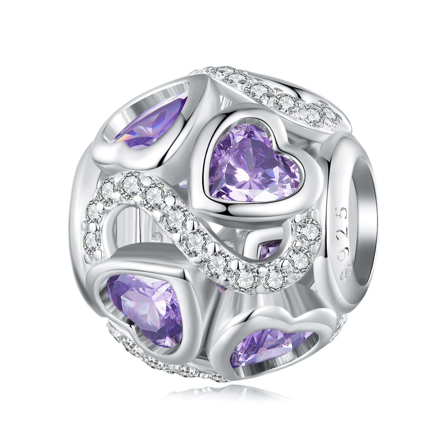 Birthstone Charms do bransoletki z wisiorkami 925 srebro koralik ażurowe zawieszki z okazji urodzin zawieszki do bransoletki i naszyjnika
