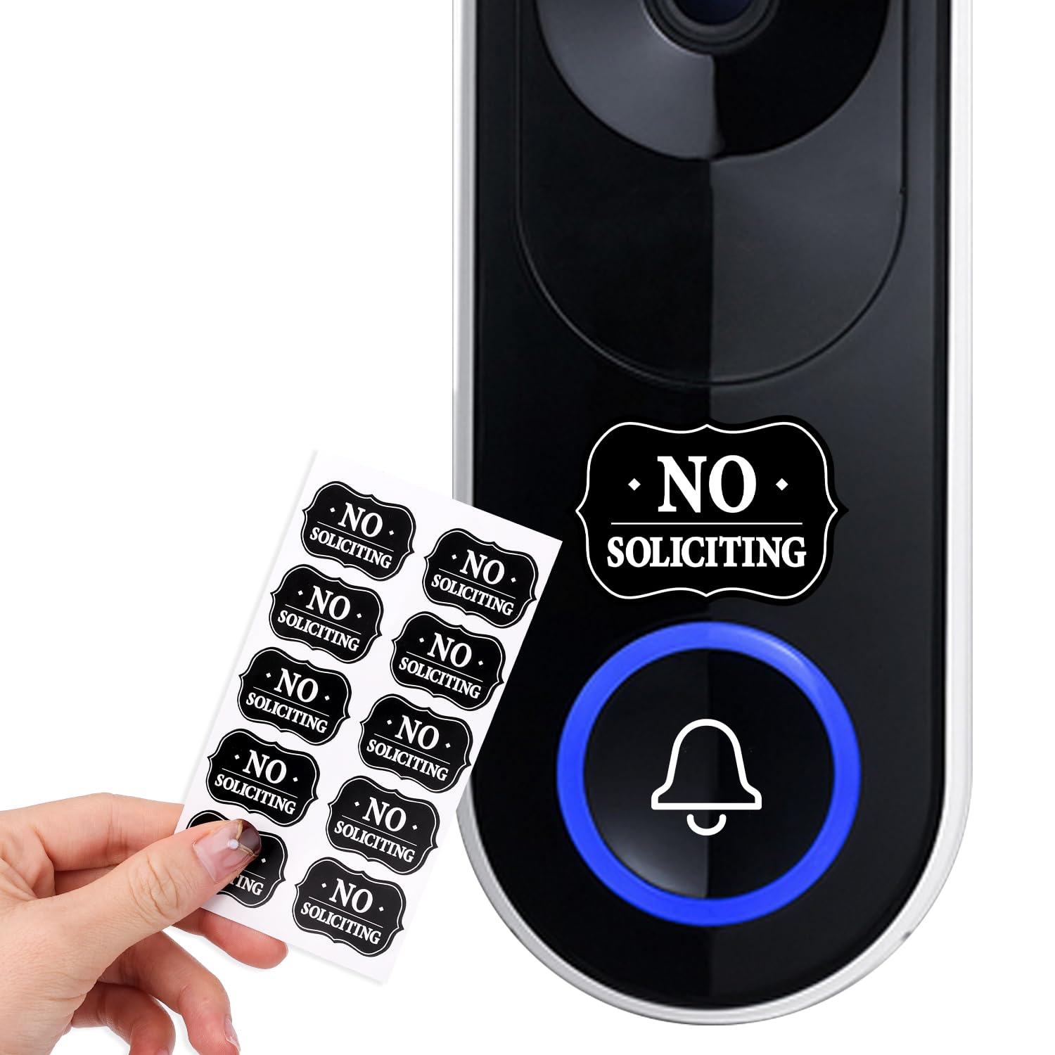No Soliciting Sign for House, 10pcs Weatherproof Small No Soliciting Sign No Soliciting Sign for Doorbell No Soliciting Sticker for Home Offices Apartments (1.18x0.78 inch, Black)