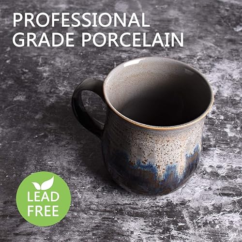 Miniatura 3 de Bosmarlin Taza de café grande de cerámica, taza de té grande para oficina y hogar, 21 onzas, apta para lavavajillas y microondas, 1 unidad