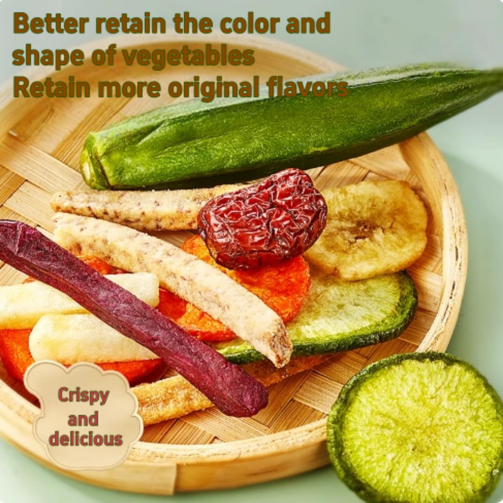 Freeze Dried Fruit and Vegetable Crisps | 250G 8.8 Oz Dried Vegetable Slices | Dried Fruit Slices| Fruit and Vegetable Crisps | 12 Different Fruit and Vegetable Crisps | Resealable Bag Premium Freeze-Dried Fruits
