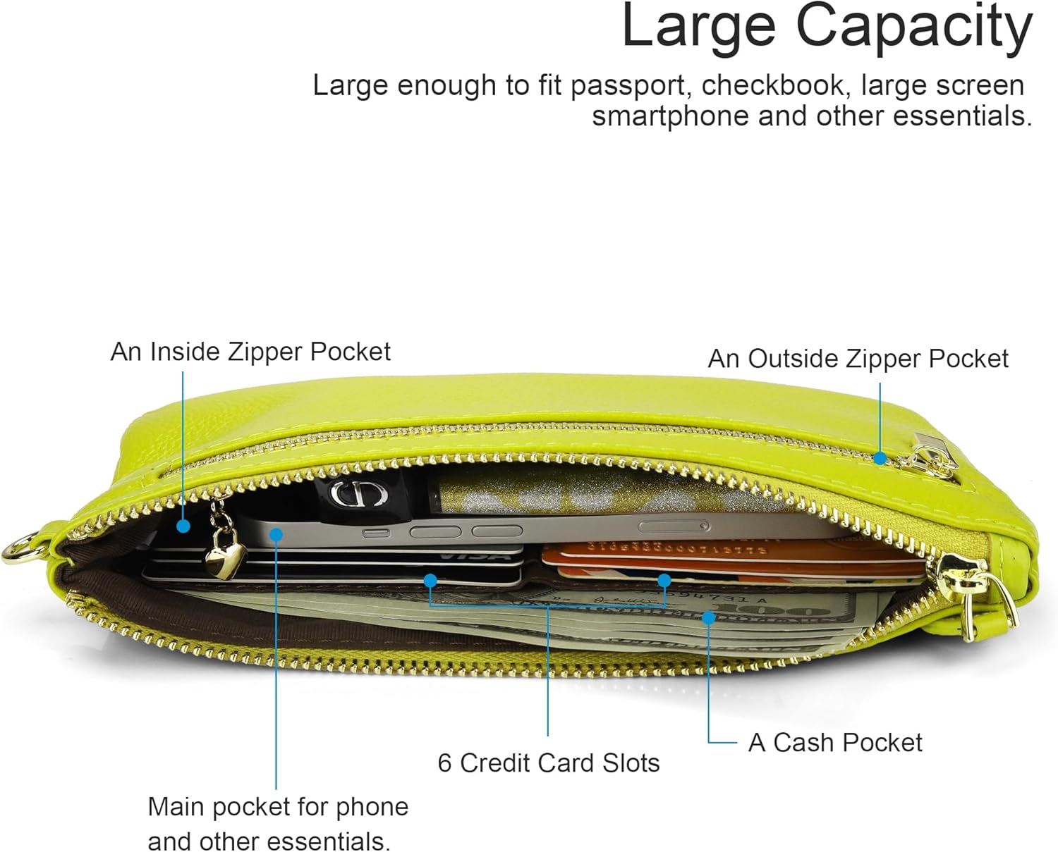 befen Genuine Leather Wristlet Clutch RFID Blocking Bag Cell Phone Wallet Purse Wristlet Wallet Purses and Handbags for Women - Image 2