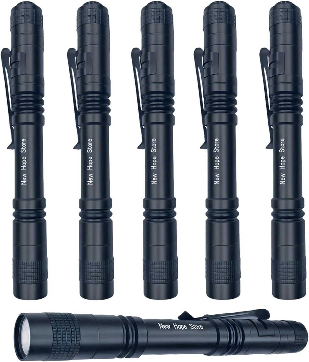 Pen Flashlight, Led Mini Penlight Super Bright Pocket Clip Pen Light Compact Flashlight for Inspection, Repair, Camping, About 1000 Lumens IPX5 Powered by 2*AAA Battery(not included) set 6pcs