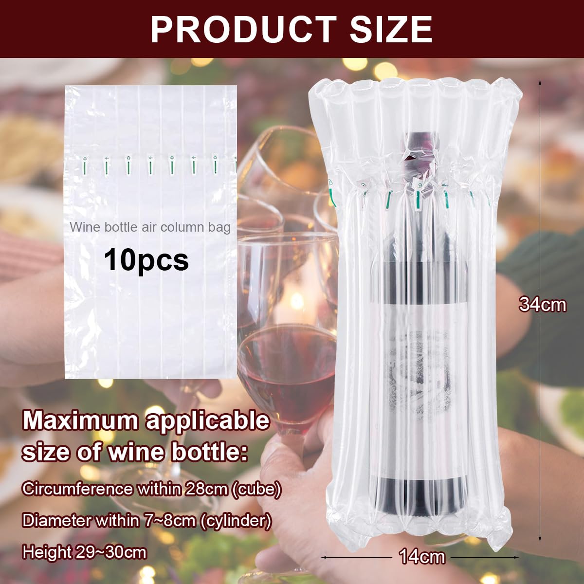 Protezione per bottiglie di vino, sacchetto gonfiabile a bolle d'aria con pompa di gonfiaggio gratuita, borsa protettiva per bottiglie di vino da viaggio... (50
