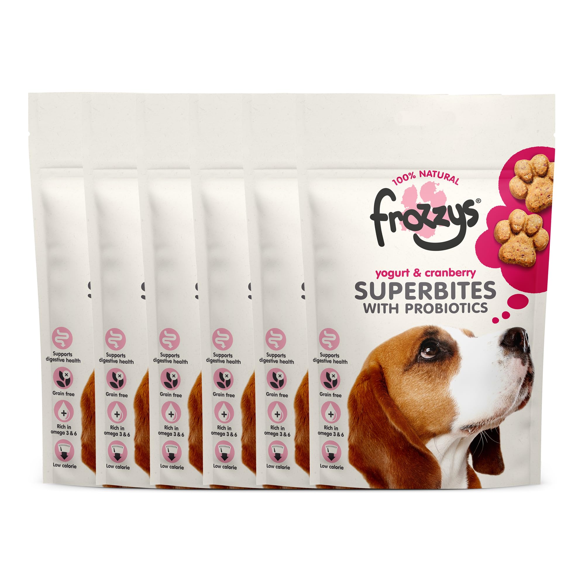 Frozzys Superbites Grain Free Dog Treats with Probiotics, Rich in Omega 3/6 for Skin Coat & Digestive Health