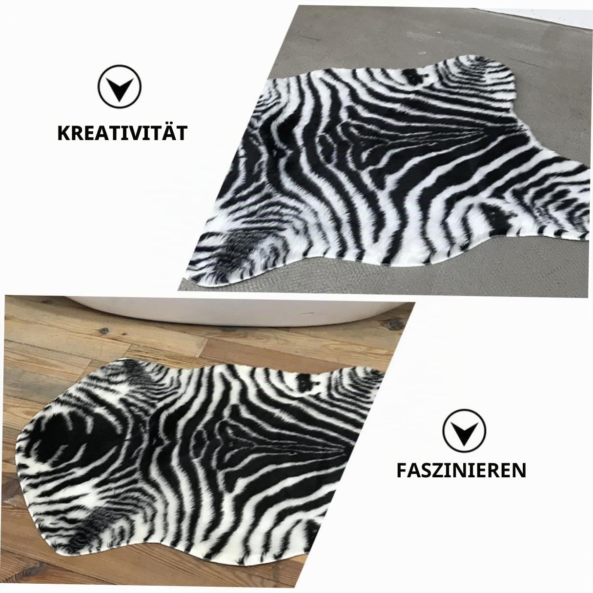FischföRmiges Zebra-Teppich Bodenkissen rutschfeste Anti-Rutsch-Bodenmatte Weiche Hausmatte FüR Badezimmer KüChe Und Wohnzimmer