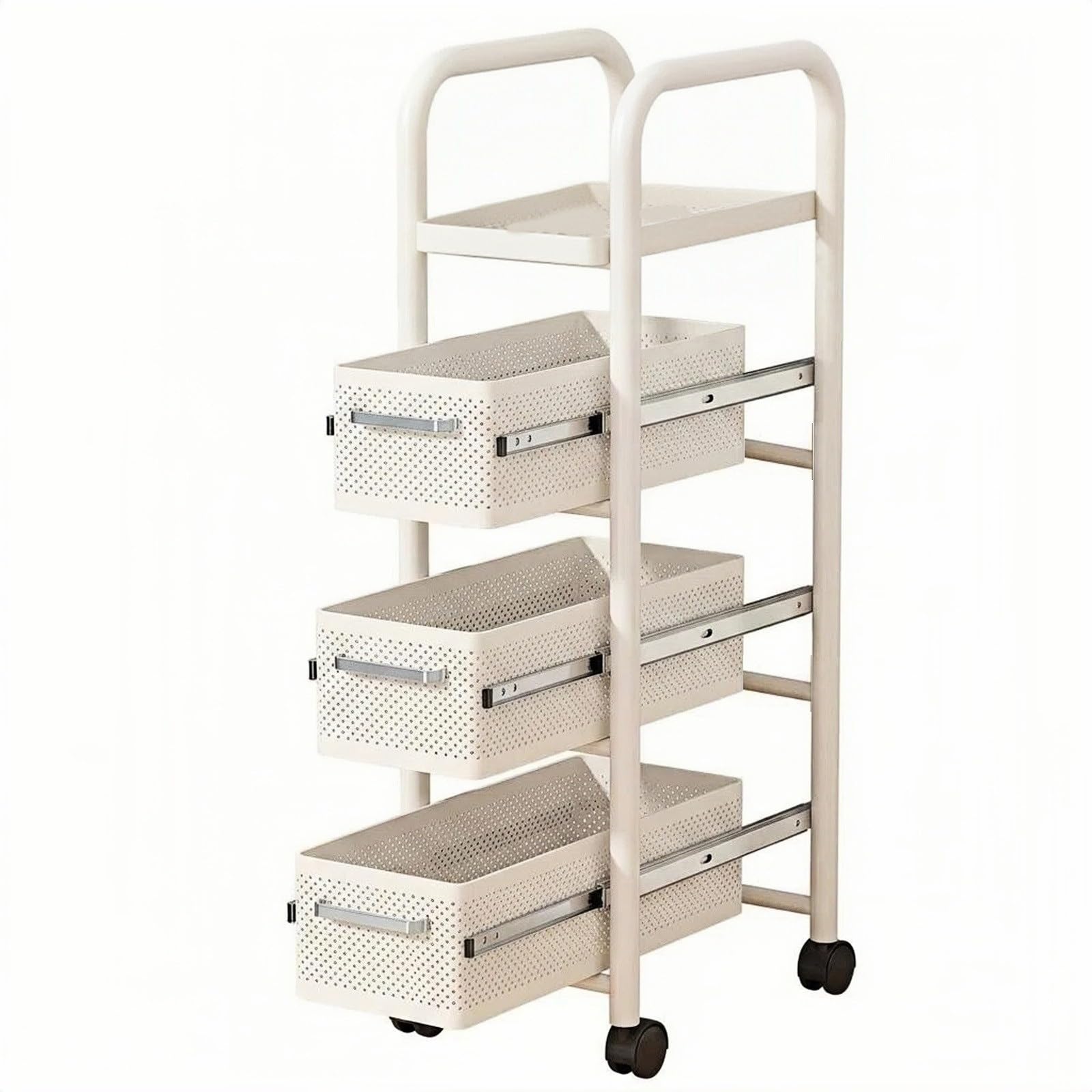 ZYYANSHOP Kitchen Storage Cart Slim Pull-Out Gap Cart Narrow Sliding Storage Rack for Fridge Side Kitchen(White,Small)
