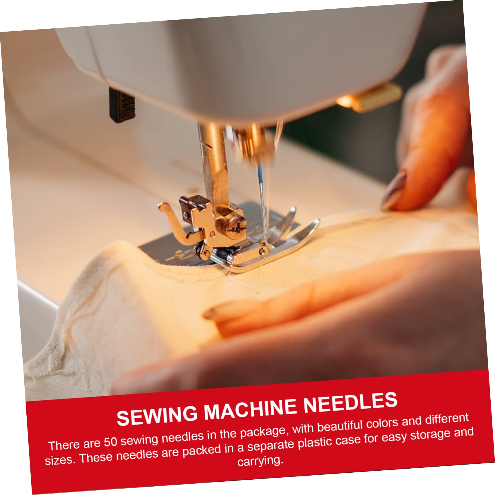 GARIOUANS 50 Agujas de Coser para Máquina, Aplicables para Telas Tejidas y Elásticas, Material Metálico Ligero para Costura Doméstica y Prendas como Jeans y Camisas