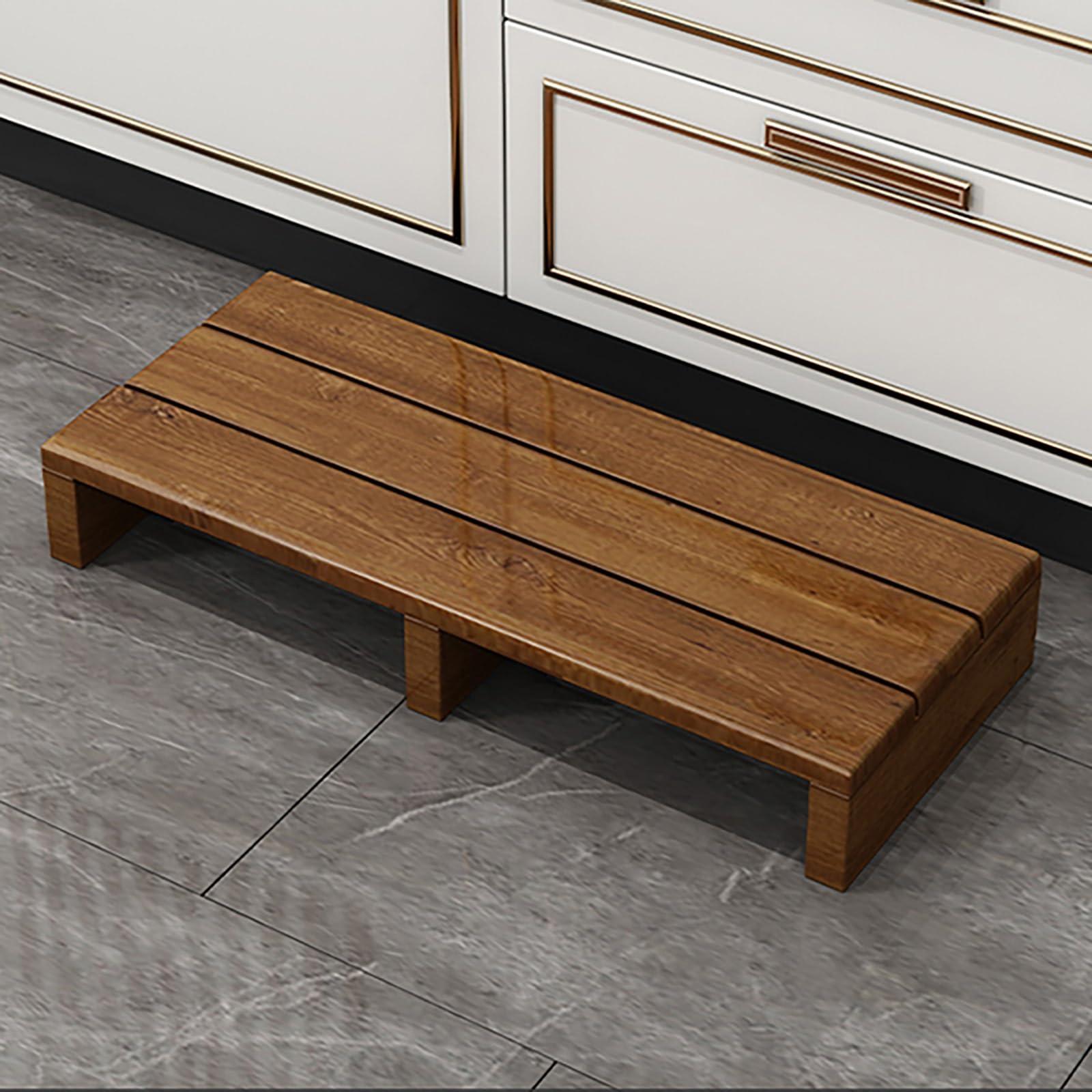 Wooden Step Stool ， 12/15cm Height, Solid Wood Mobility Footstool for High Beds, Non-Slip Top, Indoor/Outdoor Use