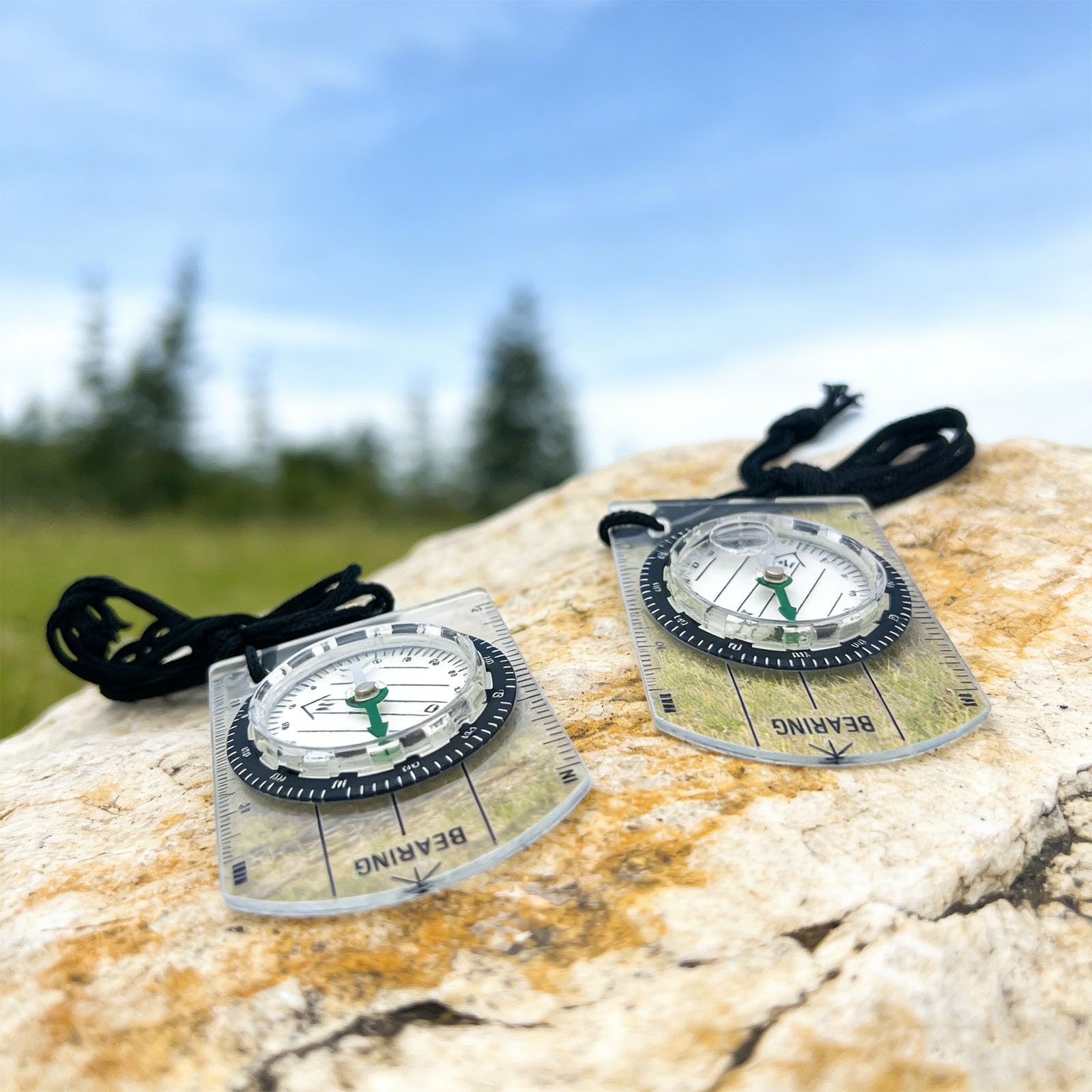 2-Pack Mini Orienteering Compass - Portable Survival Compasses for Hiking, Camping & Outdoor Navigation
