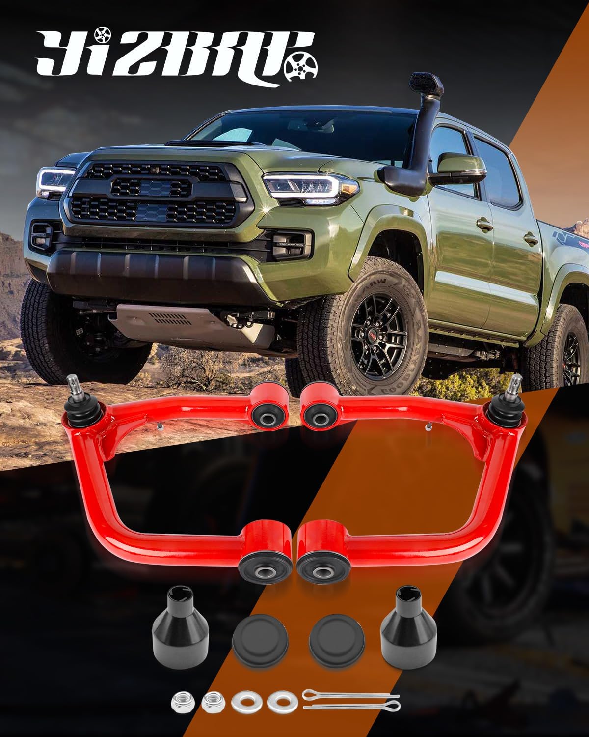 YIZBAP 2PCS Front Upper Control Arms For 2007-2023 Tundra 2008-2023 Sequoia with Ball Joint, 2-4" Lift Suspension Kit Adjustable tubular Control Arms, Replacement OEM Factory Suspension Arms