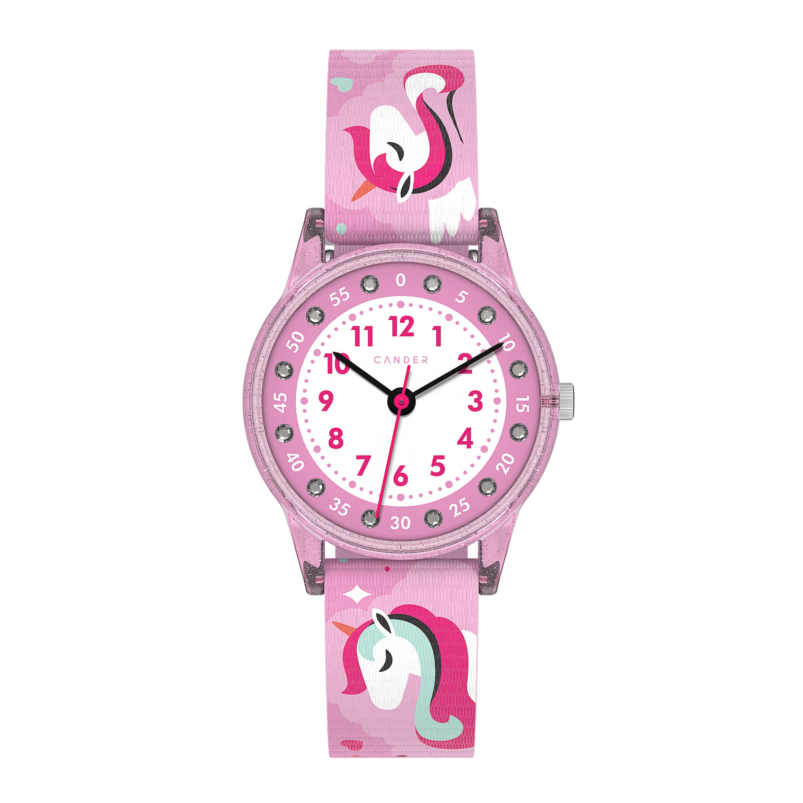 Montre pour Enfant Cander Berlin Licorne Rose Paillettes - Étanche 3 ATM