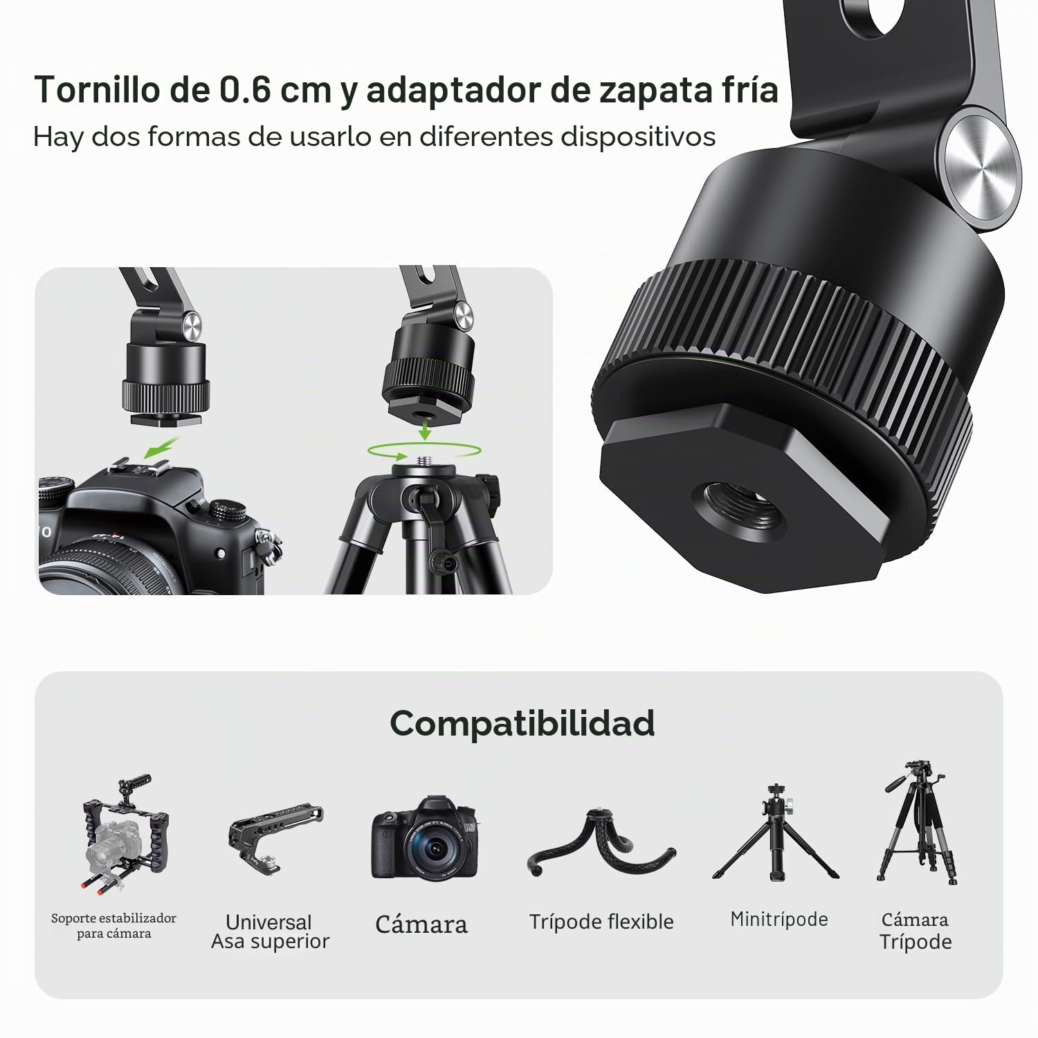 elitehood Soporte Móvil Trípode Magnético Adaptador- Base Giratoria 360°, Compatible MagSafe, Tornillo 1/4", Inclinación 180° para Cámaras/Trípodes/Luces Anulares