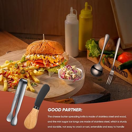 Miniatura 5 de Juego de cuchillos esparcidores de mantequilla de queso, accesorios de charcutería, cuchillos esparcidores de acero inoxidable con asas de madera,