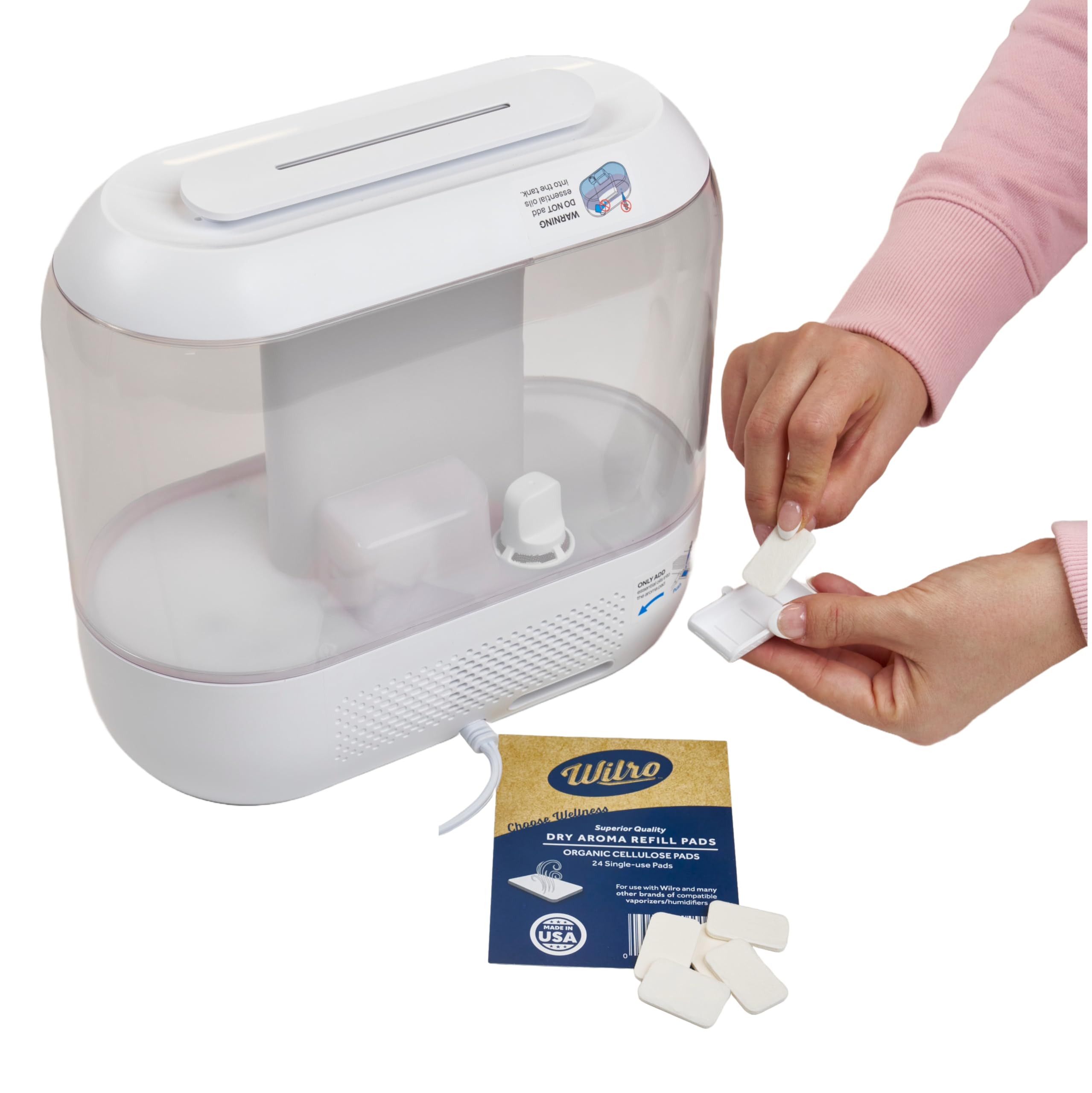 Wilro Paquete de 24 humidificadores, difusores de aroma, almohadillas de recambio de aroma vaporizador, repuesto sin perfume, compatible con Dreo, Vicks, Wilro y otros