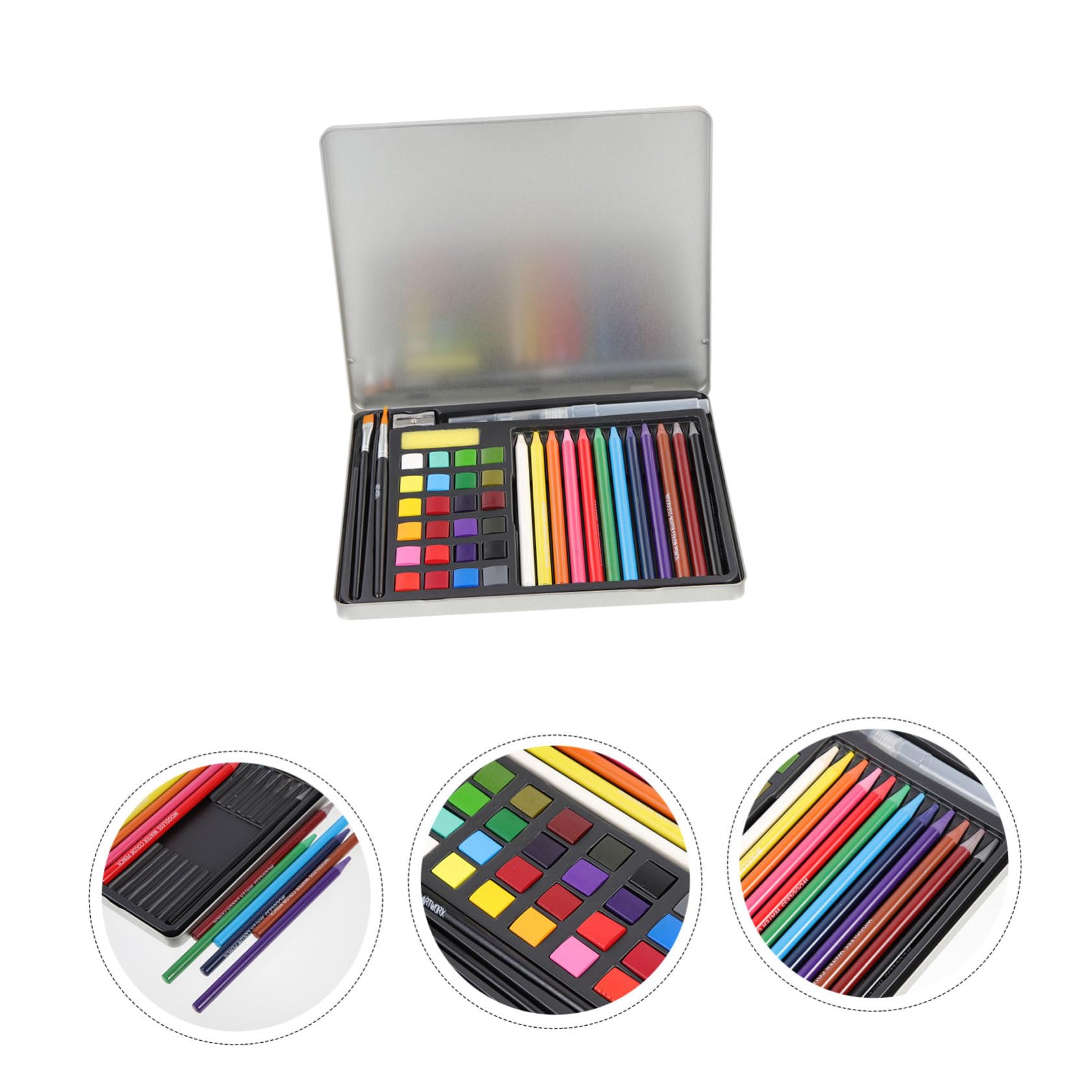 SEWOART Kit de Acuarela Sólido de 24 Colores para Estudiantes, Portátil y Ligero, para Pintura y Manualidades Diy,