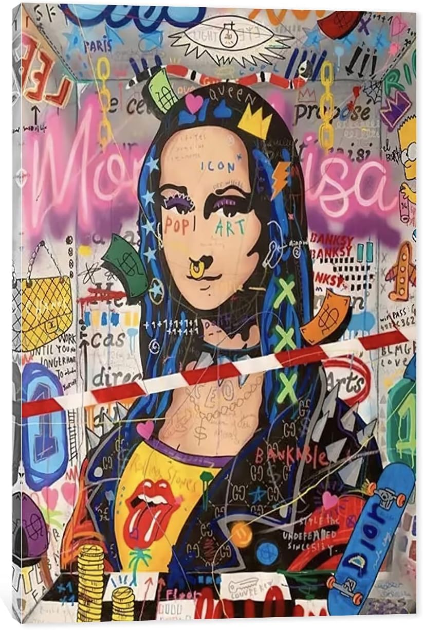 BPA® Canvas Wall Art, Street Graffiti Print Pictures, Colorful Graffiti Street Painting for Bedroom Decor, Graffiti Pop Framed Artwork for Living Room Wall Decor Easy to Hang, 18x24 Inch