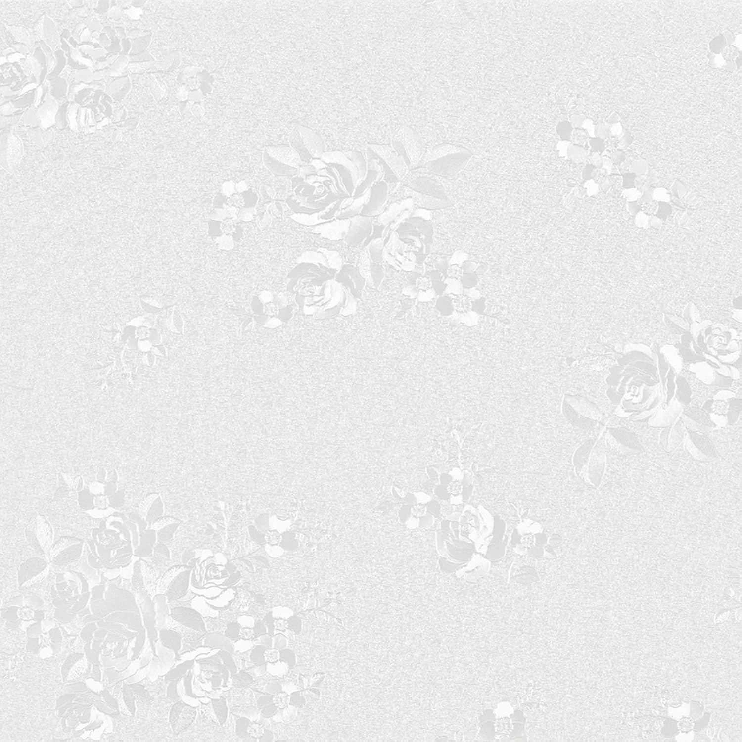 TANONE White Peel and Stick Wallpaper 17.7" X 236" White Embossed Floral Contact Paper Self Adhesive Removable Textured Wallpaper Vinyl Thicken Wall Paper for Wall Furniture Cabinet Drawer Dresser