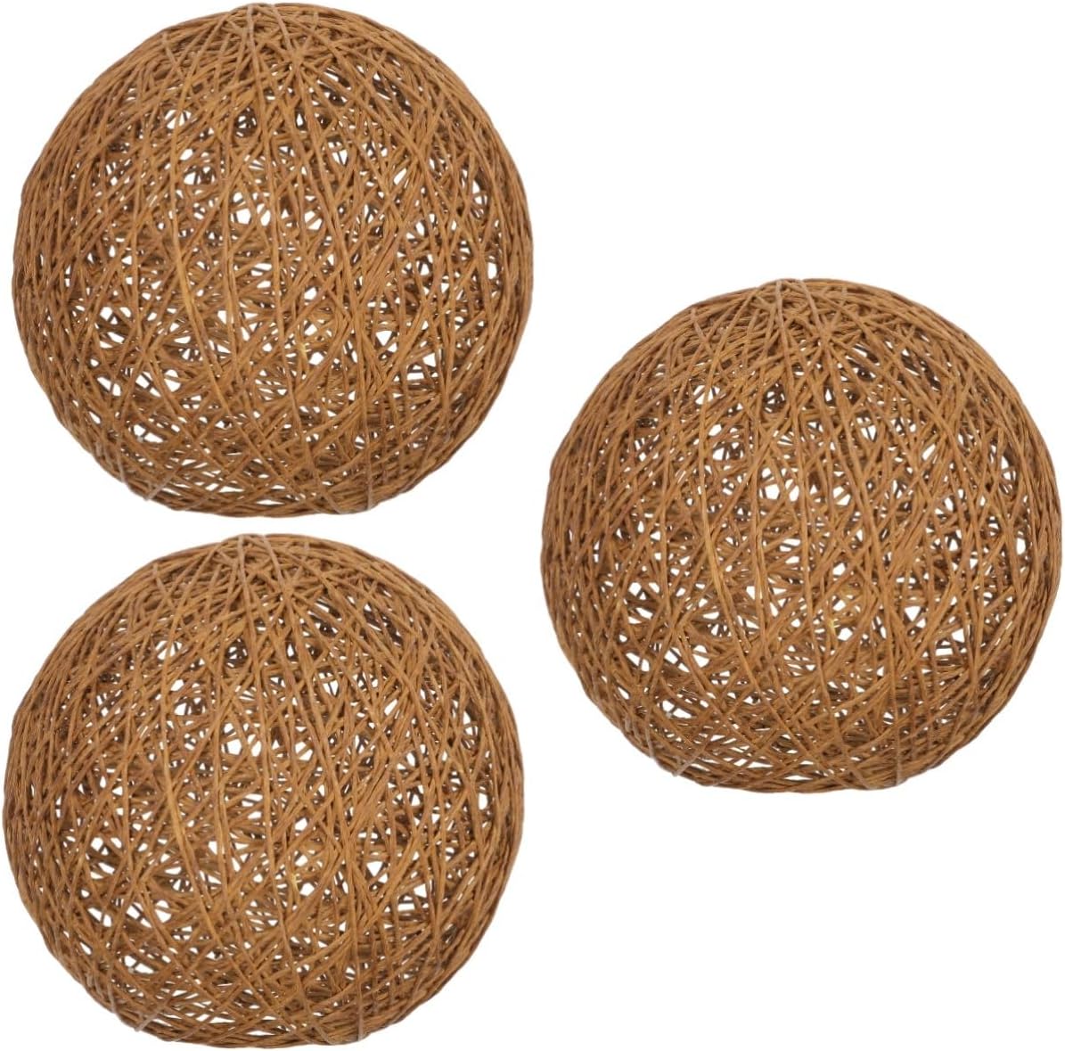 DOITOOL 3pcs Rattan Woven Ceiling Lamp Shade Handmade Decorative Light Cover for Living Room Bedroom and Study Easy to Install Light Fixture