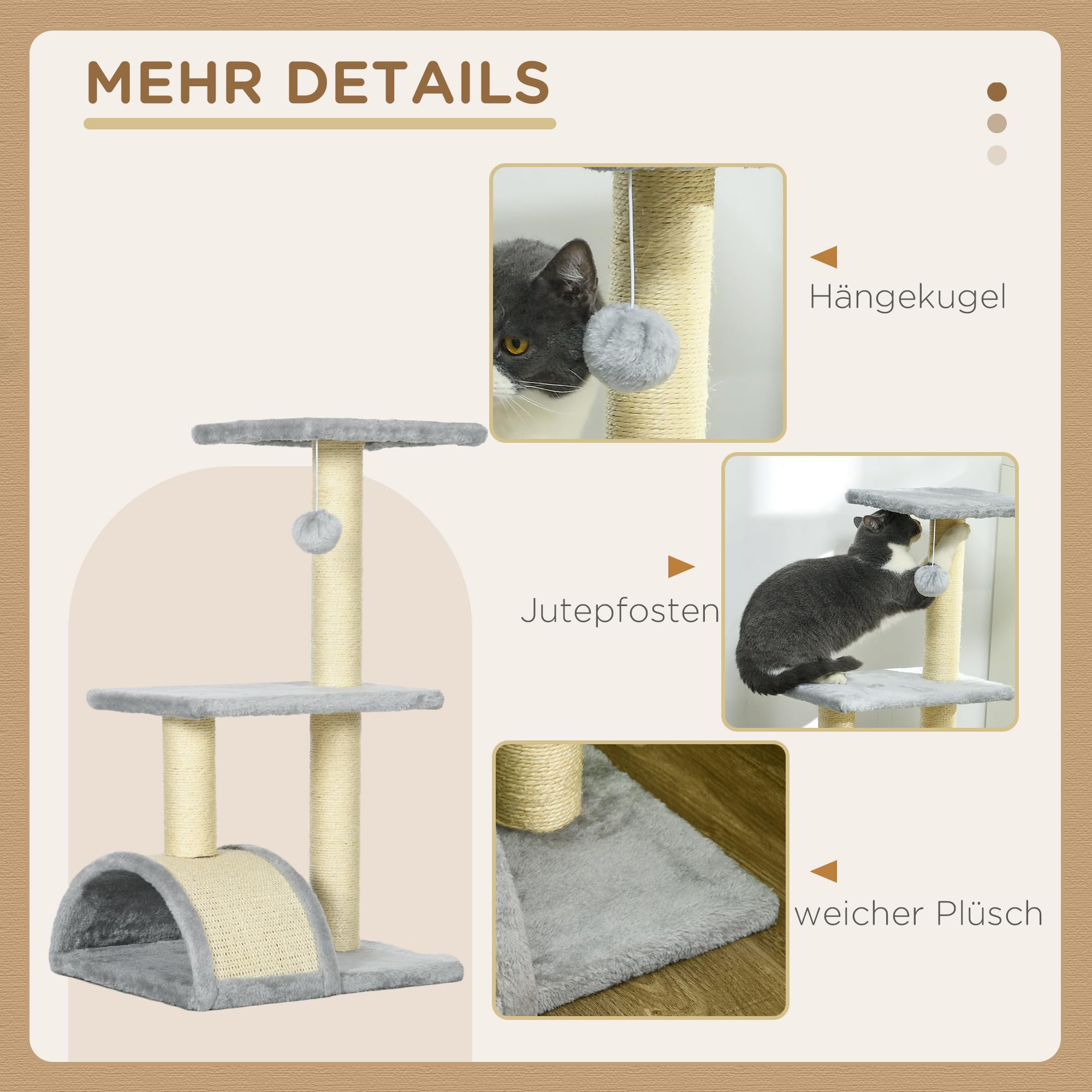 PawHut Krabpaal voor Katten - Multifunctioneel met Meerdere Platformen