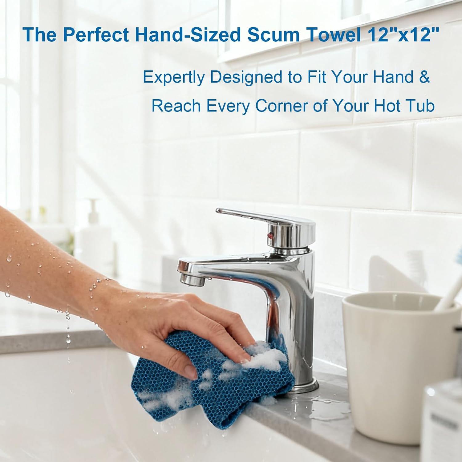 Hot Tub,Bathtub Surface Cleaner Towels,Spa Scum Remover & Cleaning Tools,Absorbs Oils & Grime Accessories,Non-Scratch Surface Cleaner for Jacuzzi,Spa,Shower (12"x12") image 3