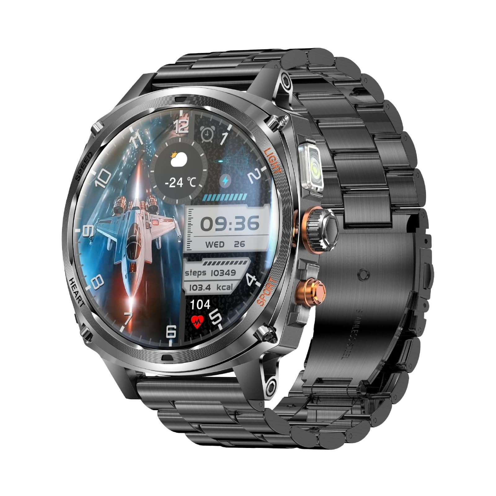 Reloj Inteligente con Pantalla Amoled De 1,75 Pulgadas, Bluetooth, Batería De 800 Mah, Linterna Y Función Impermeable, Reloj De Fitness para Mujeres Y Hombres.