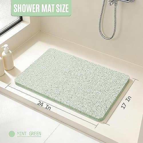 Miniatura 2 de Joyhalo Tapete de ducha antideslizante, de secado rápido, para ducha, bañera, baño, hogar, 17 x 24 pulgadas, color verde menta