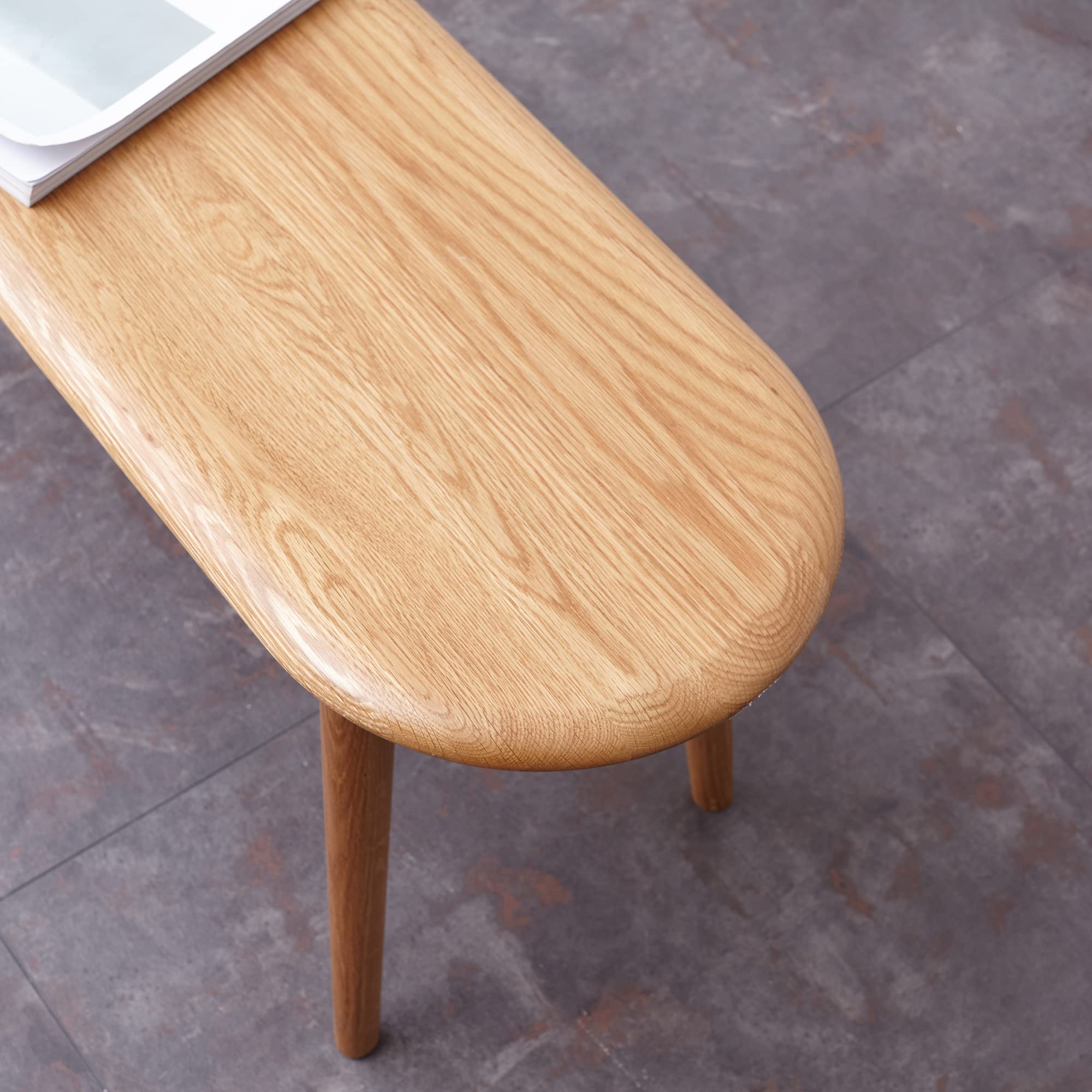 Christopher Knight Home Ella Dining Bench, Oak Wood Dining Bench, Oval Shaped Chair, End of Bed Entryway Foot Seats, Kitchen Chair, 39.37"Small Benches for Living Room Dining Room Home Decor, Natural