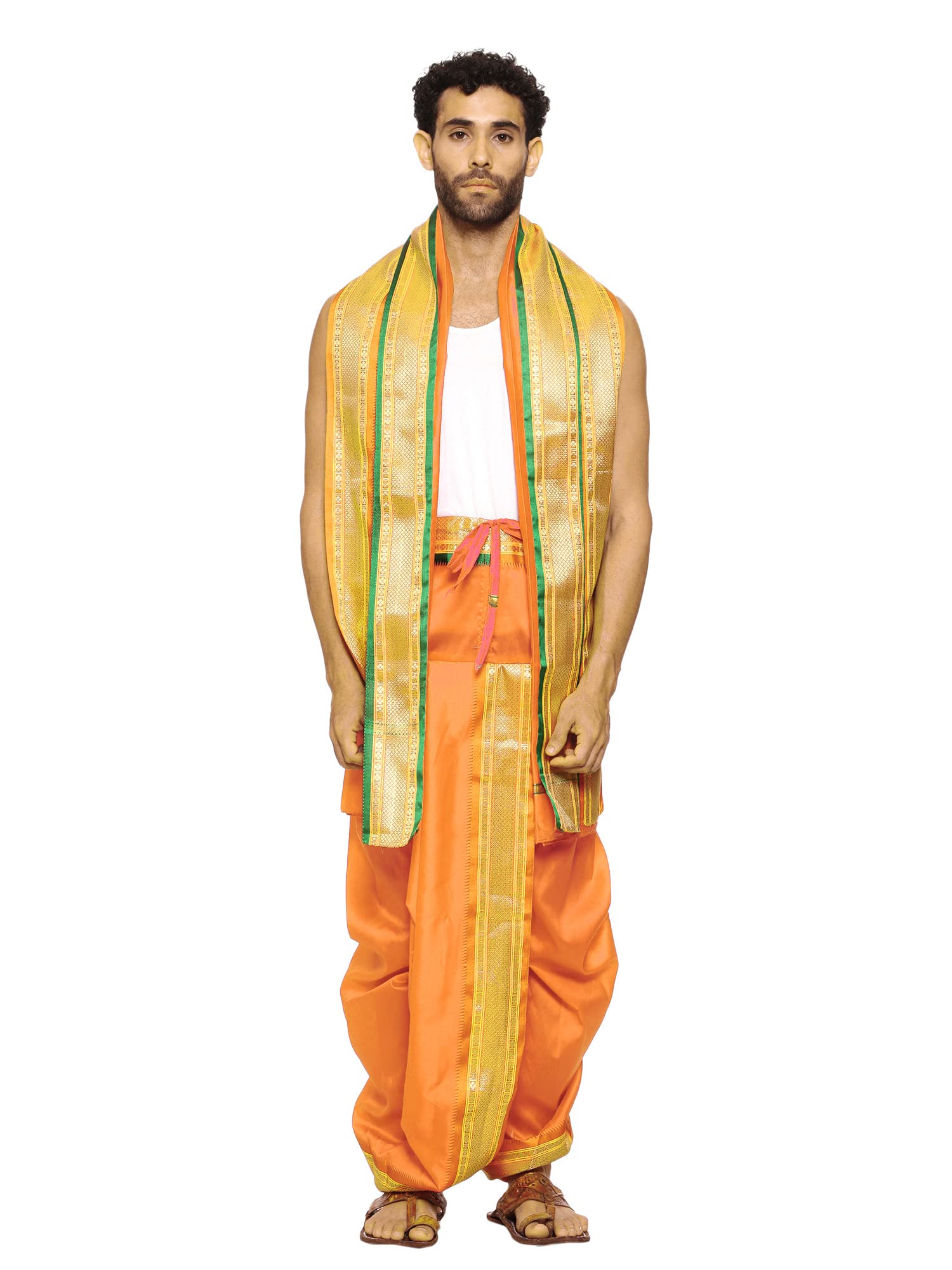 rameshwaram fabrics Men's Silk Dhoti with Stole (Readymade_ready_to_wear_dhoti_pant_with_pocket_silk)-picture-19