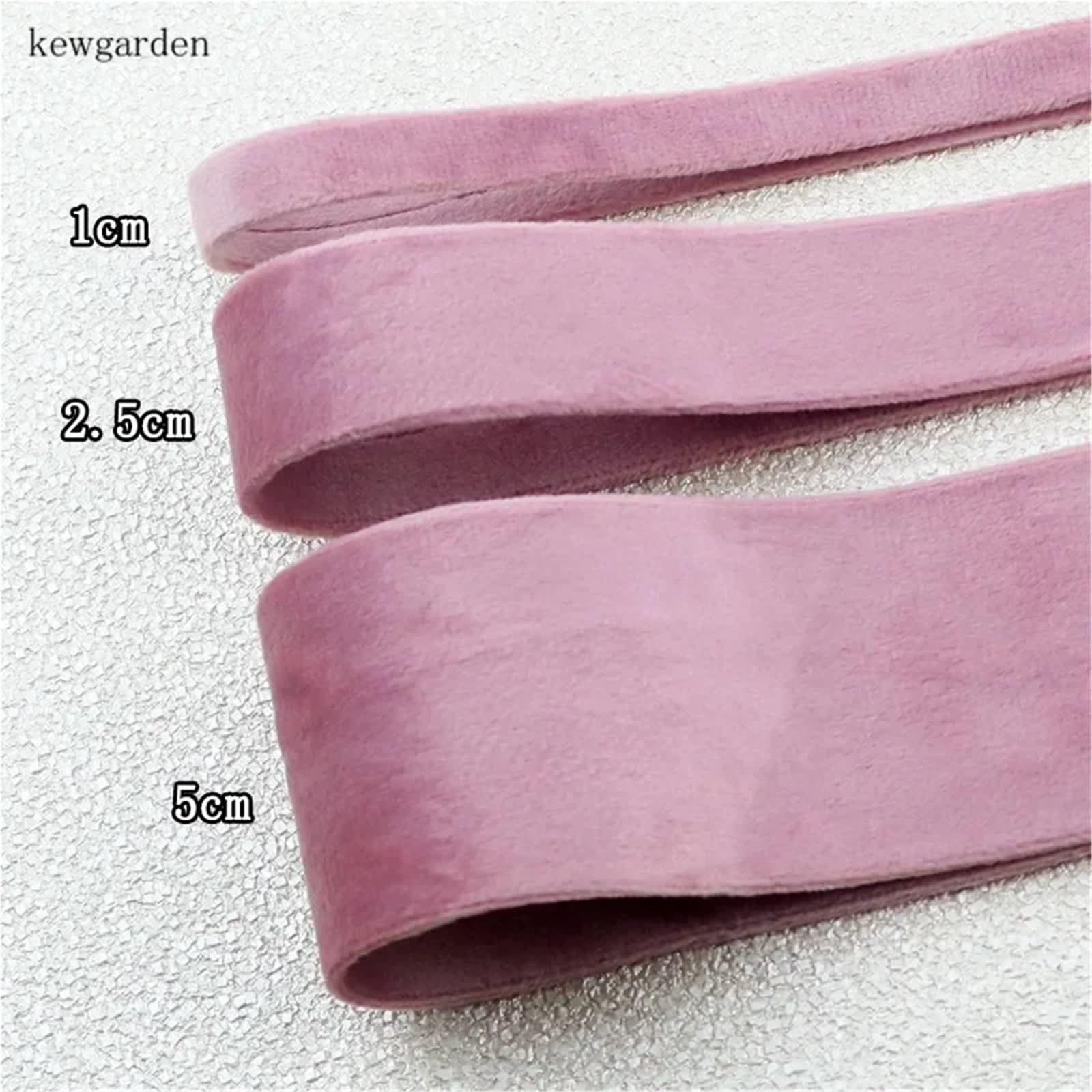 Rotes Samtband, 3 Rollen, Samtband, 50/25/10 mm für DIY Schleife, Satinhandwerk (Rosa, 25 mm)