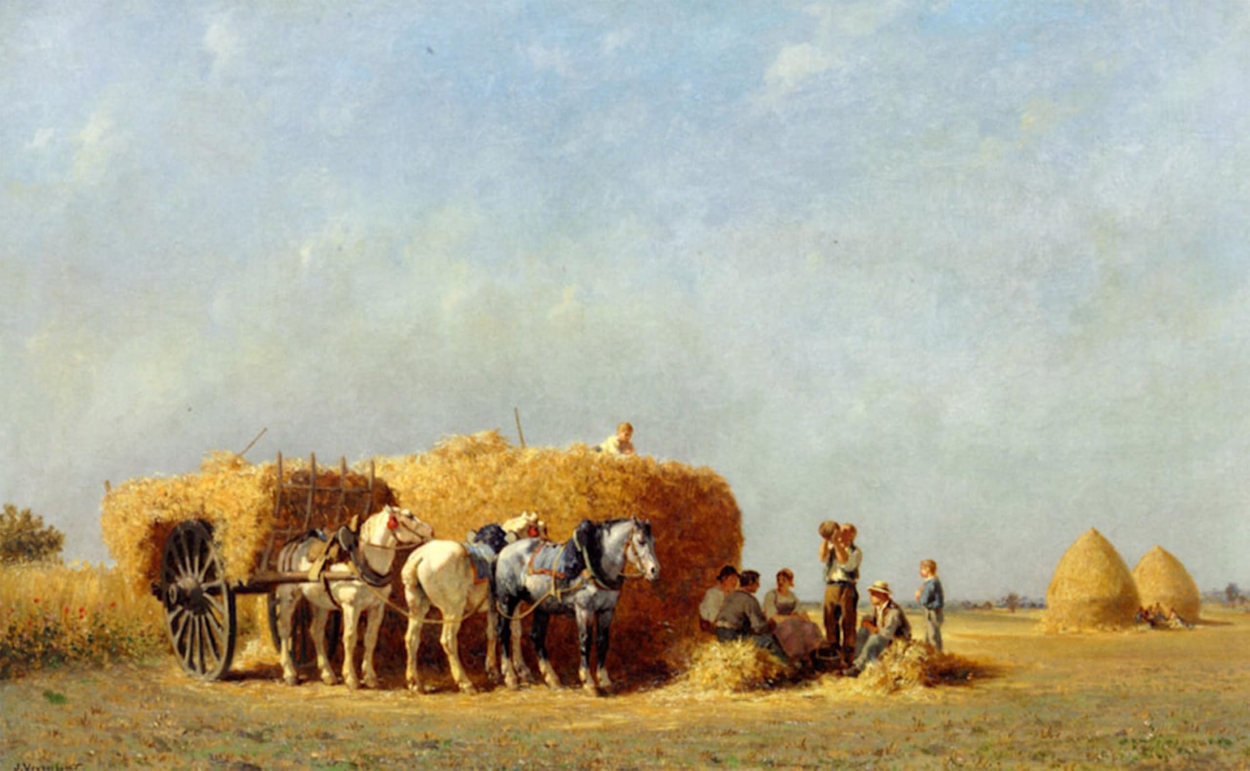 RZHRHJES Abstract Painting Poster Art Print Canvas Print Poster the Noonday Meal by Jules Jacques Veyrassat Landscape Canvas Painting for Home Decor 60x90cm