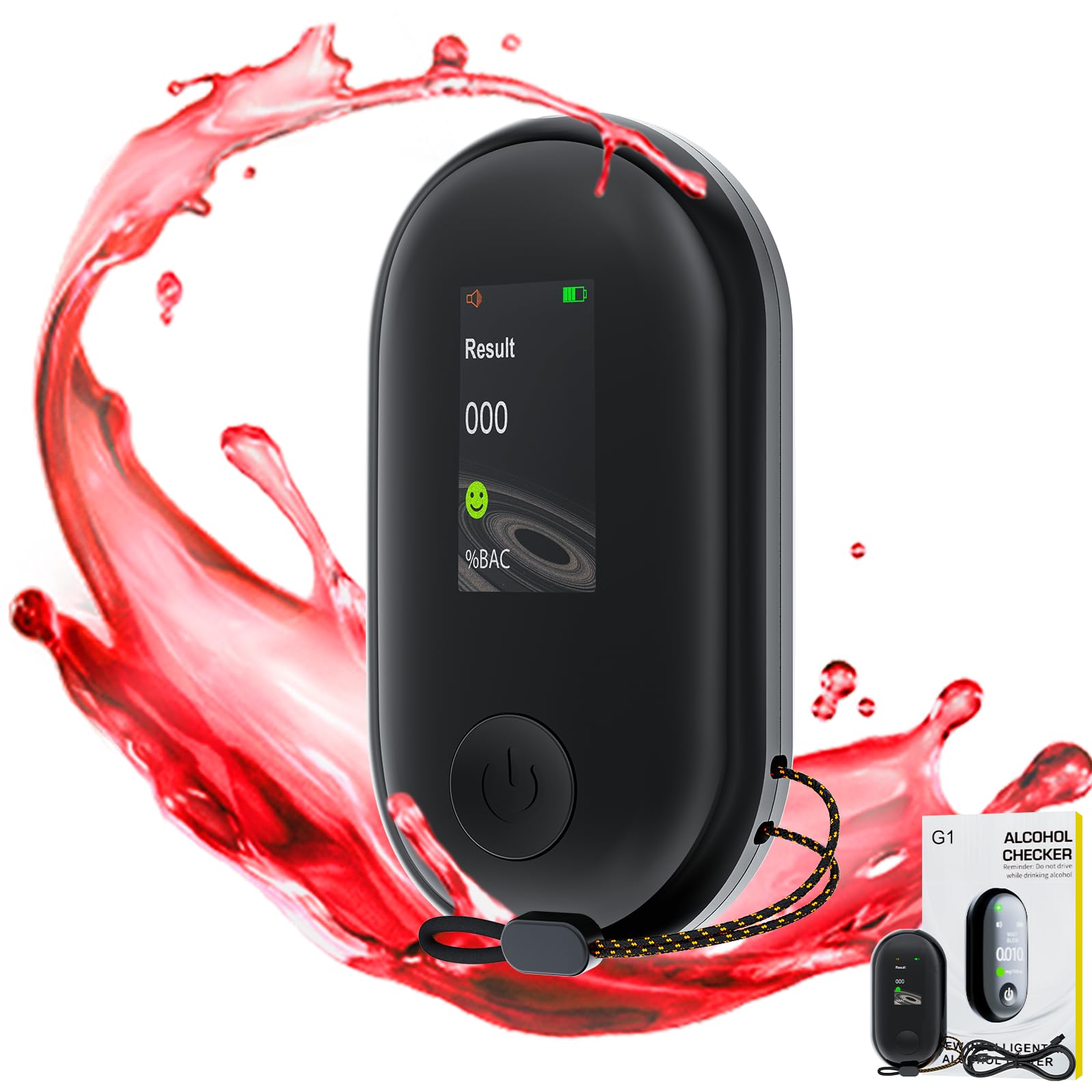 Olubfdh Etilometro Portatile Certificato con Display Digitale LCD Blu, con Batteria USB, misuratore alcolico Professionale, Mouthpieces Inutile, etilometro per Uso a casa o alle Feste (G1)